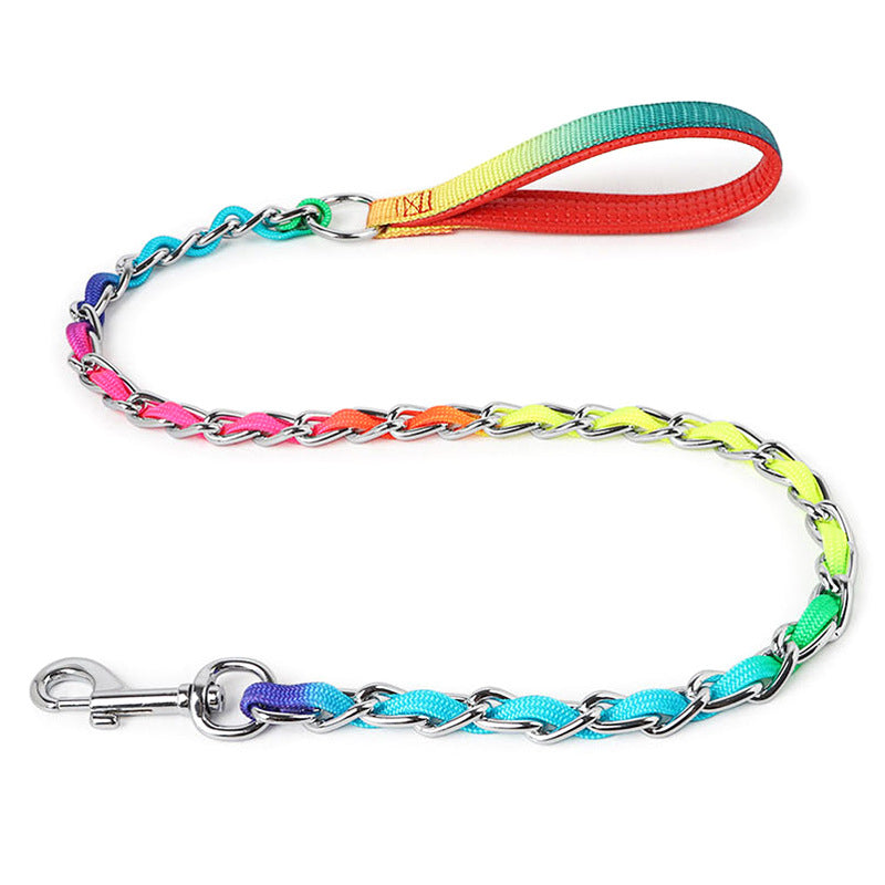 TUGME Ulysses Medium Small Dog Rainbow Dog Chain Teddy Golden Dog Leash Metal Dog Leash