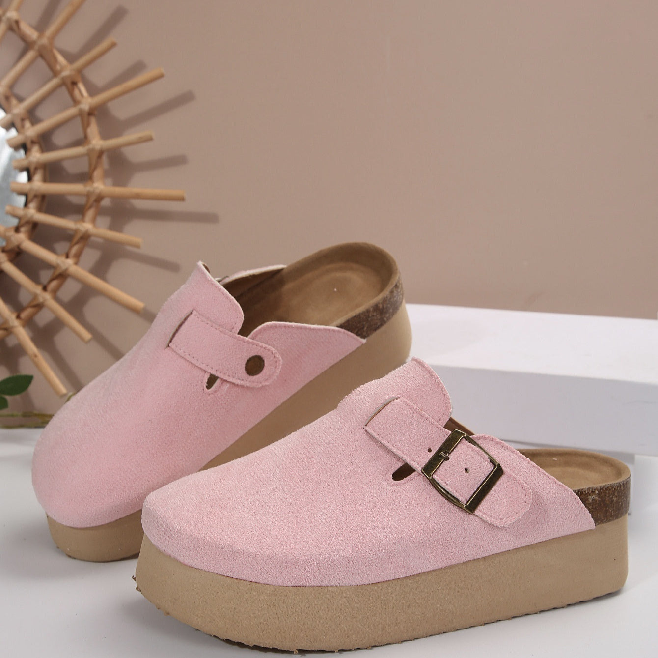Thick Sole Half Slippers Women's Toe Cap Slip-on