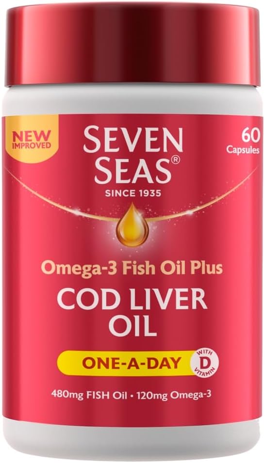 Seven Seas Omega-3 Fish Oil Plus Cod Liver Oil One-a-Day 60 Capsules