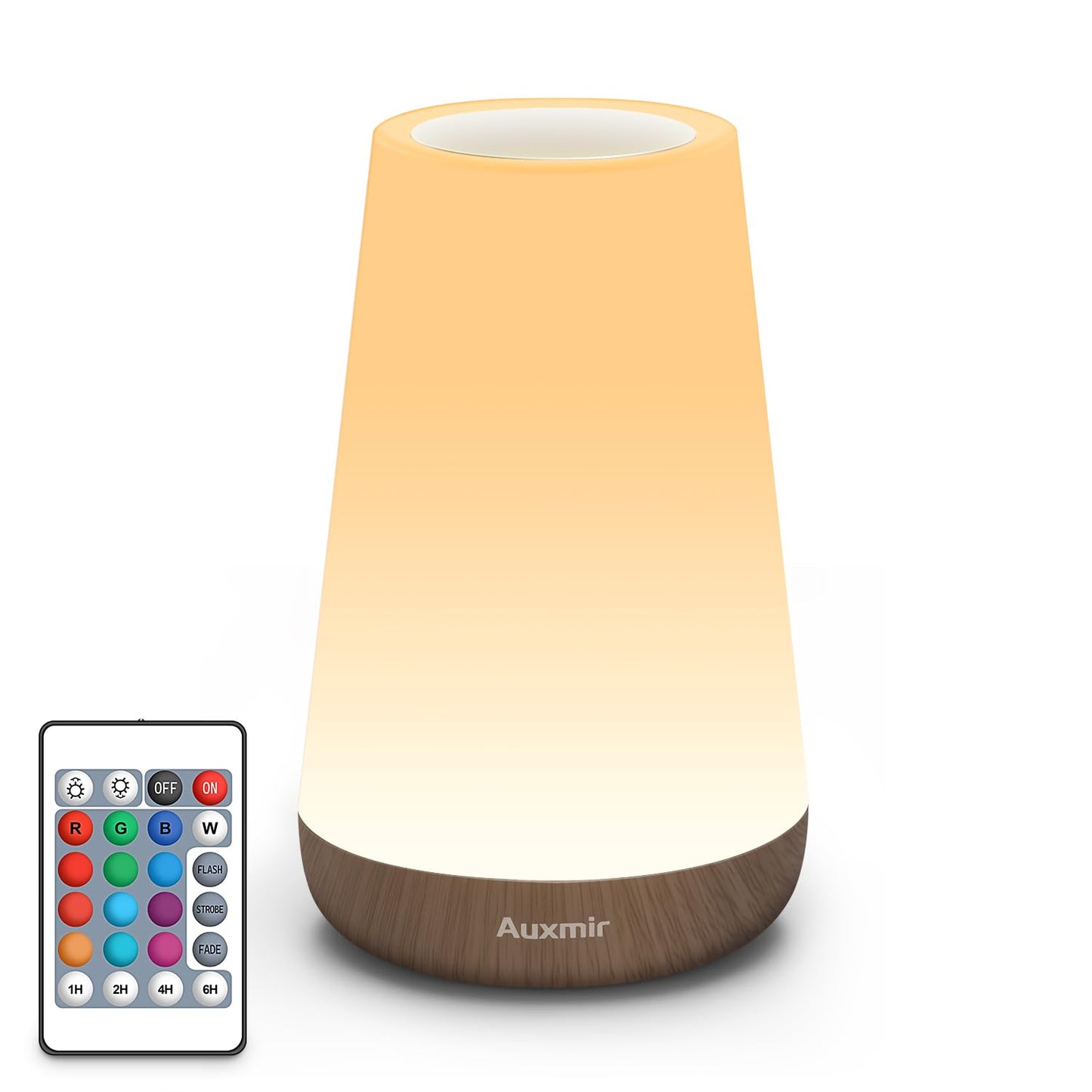 Auxmir Night Light, LED Touch Bedside Table Lamp, Remote Control Dimmable Light with RGB Color Changing, USB Rechargeable, Portable Lamp for Children, Kids, Bedroom, Living Room, Camping