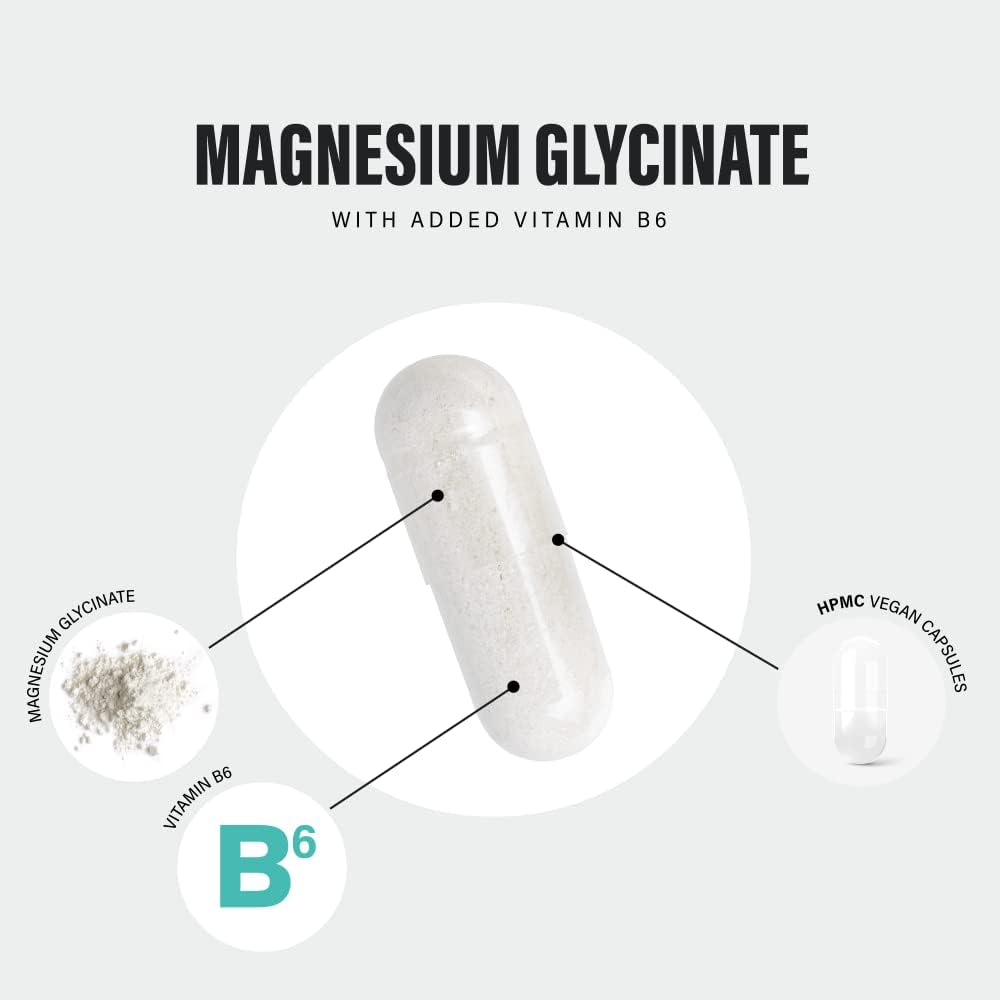 Magnesium Glycinate Supplements 1500mg & Vitamin B6-120 High Strength Capsules - 1500mg of Magnesium Providing 315mg Elemental Magnesium (Bisglycinate) - Pure Active Ingredient