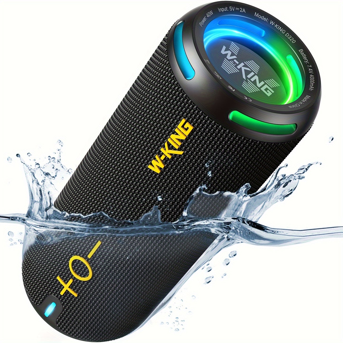 W KING 40W Portable Speaker IP67 Waterproof APP Control High-Quality Audio TF Or AUX Dynamic Lights For Party Outdoor Shower