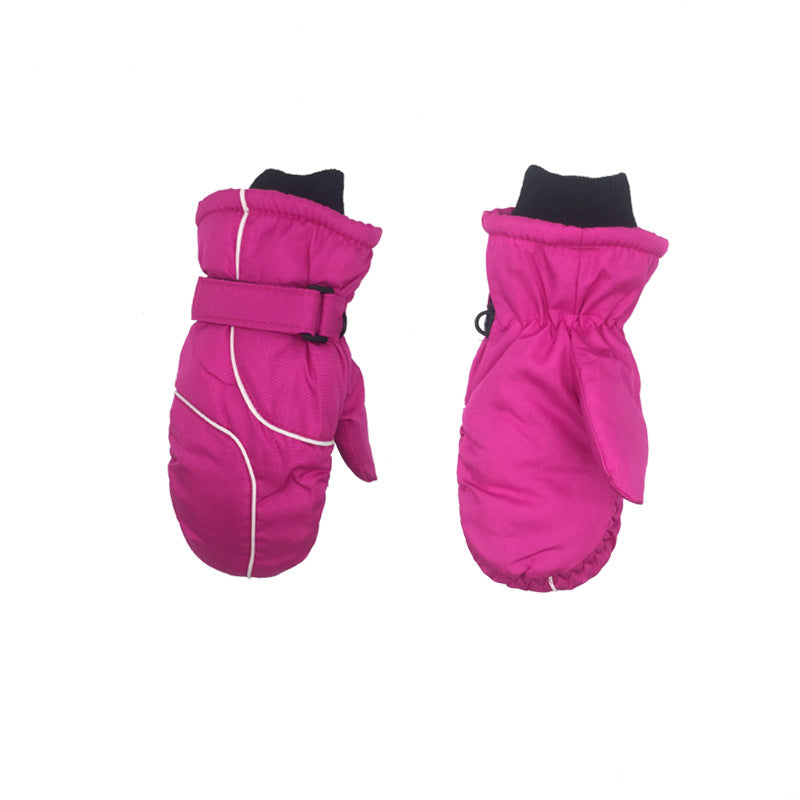 Children's Thickened Warm Stitching Ski Gloves