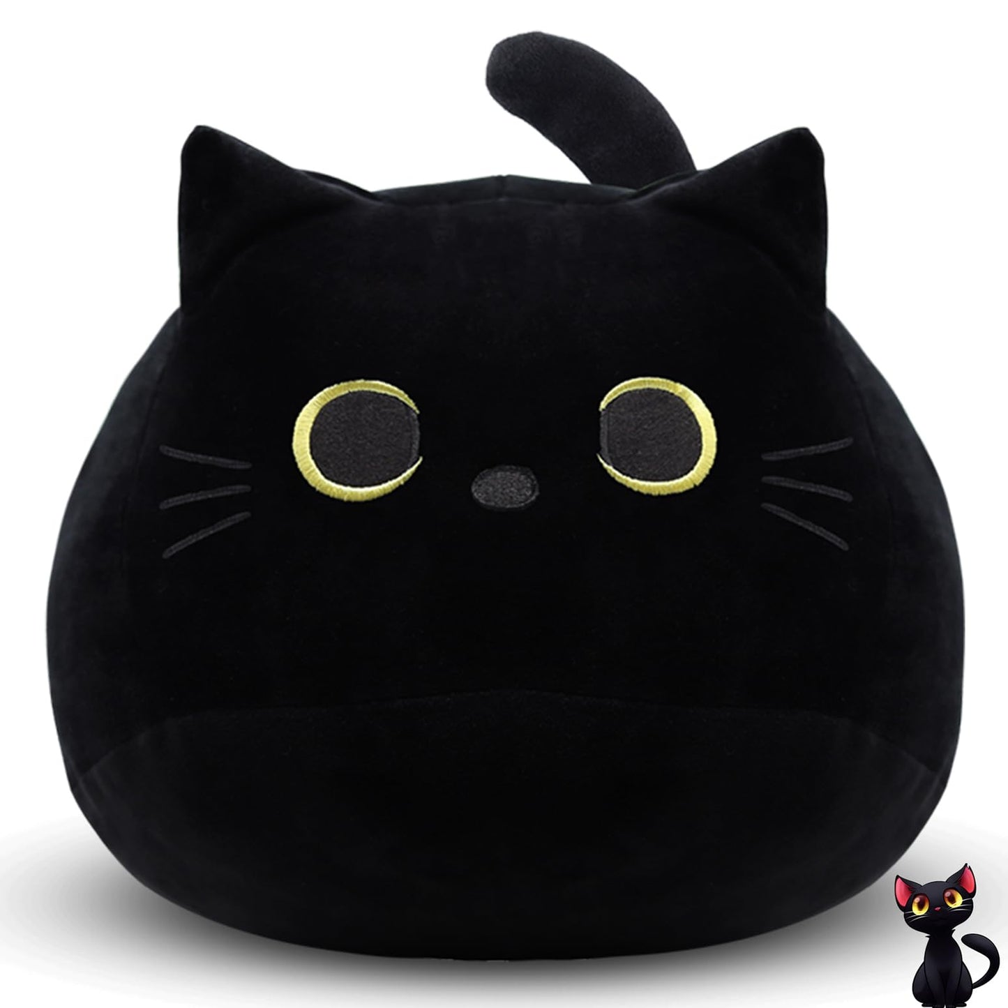 30CM Black Cat Plush Pillow,Black Cat Stuffed Animals,Cute Kitten Plushie for Boys Girls,Kawaii Kitten Plush for Boys Girls Kids