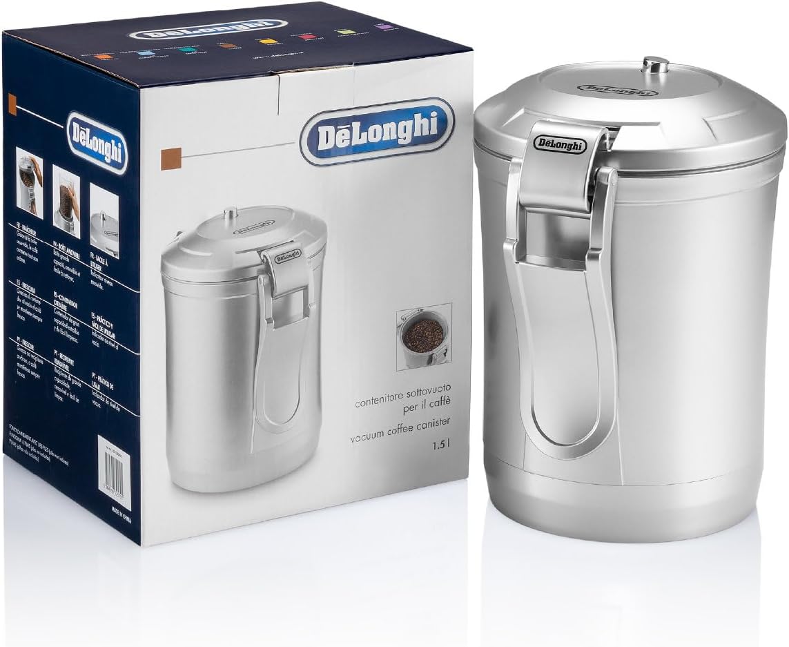 Delonghi 5513290061 500g Vacuum Coffee Canister, Silver
