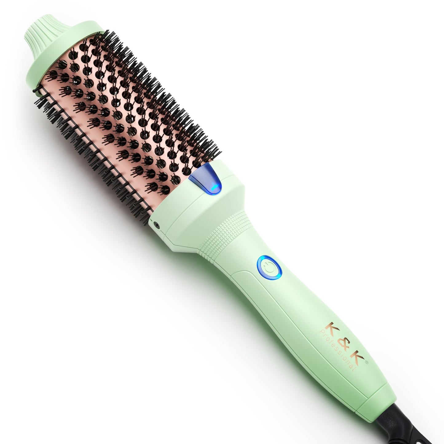 K&K Curling Iron with Tourmaline Ceramic Barrel, 32 mm Heated Round Brush, Professional 1.25 Inch Hair Curler up to 180°C Dual Voltage for Traveling, Hair Waving Style Tool, Ionic Thermal Brush