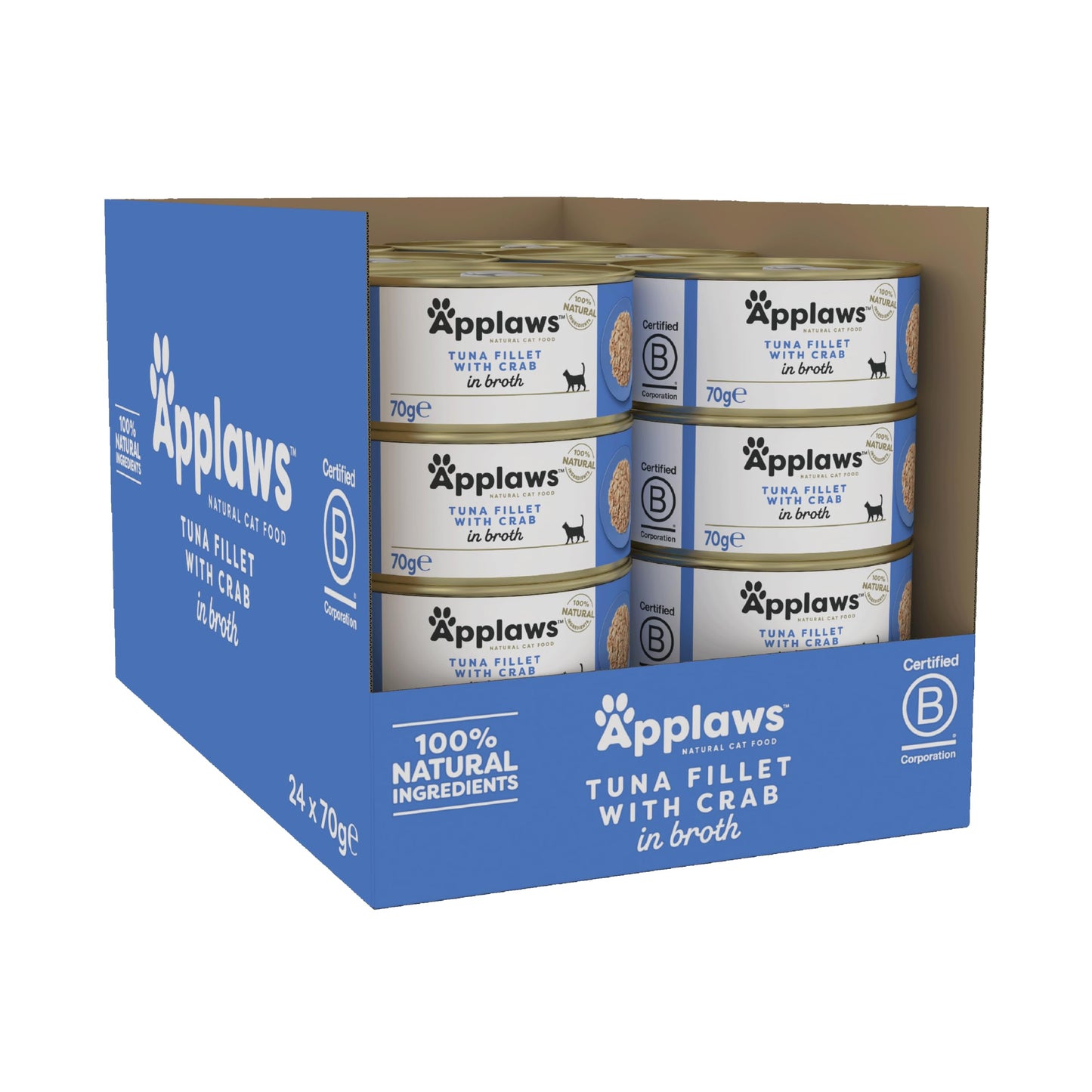 Applaws Natural Wet Cat Food, Multipack Chicken and Fish Selection in Broth 70 g Tin (Pack of 12)