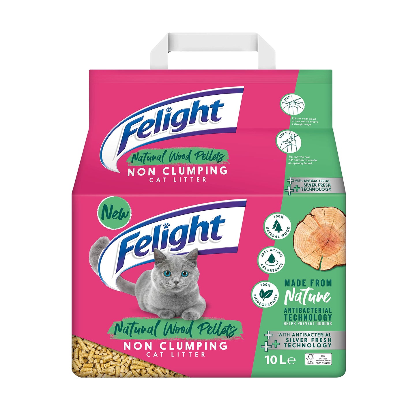 Felight Non-Clumping Cat Litter (20L Bag) - Antibacterial Silverfresh Technology, Prevents Odours for up to 10 Days, Made in the UK