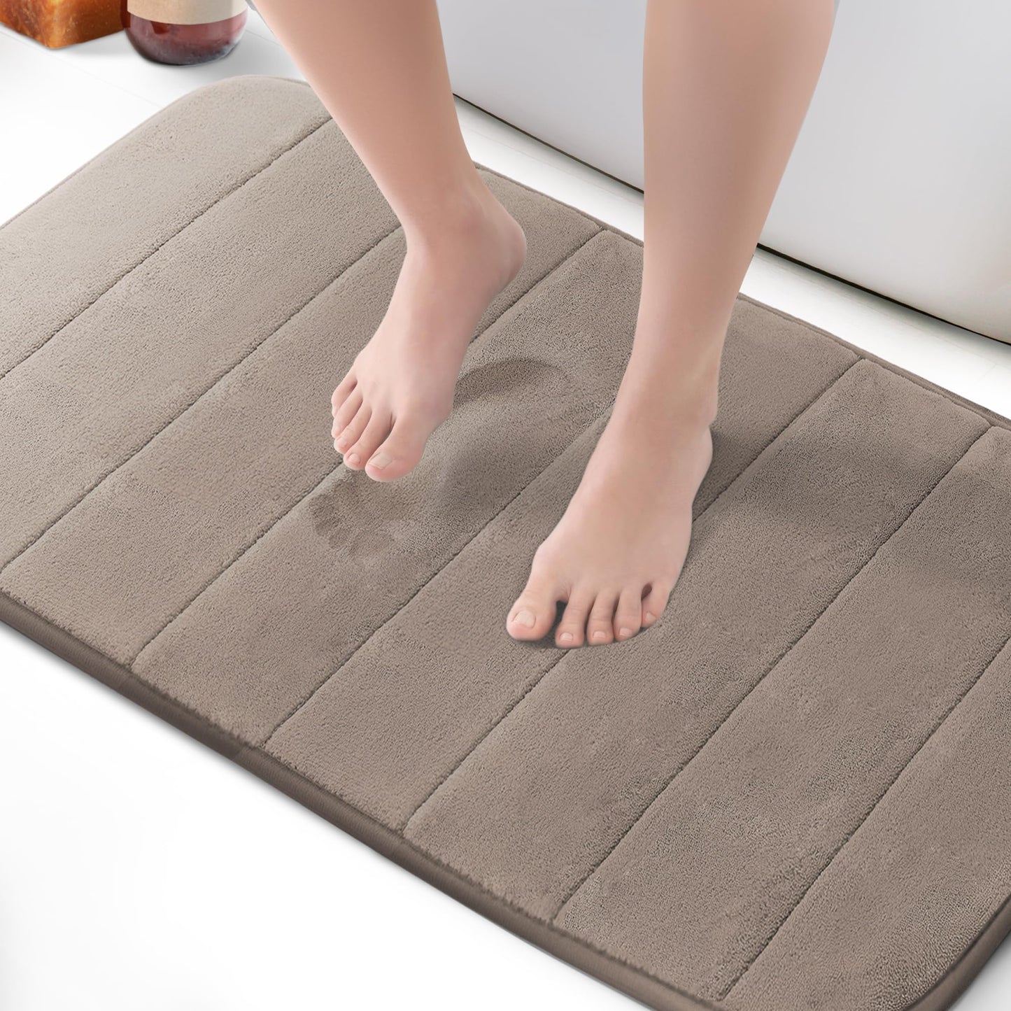 KEPLIN Memory Foam Bath Mat - Ultra-Soft, Highly Absorbent, Non-Slip, Machine Washable - Luxurious Comfort for Home & Bathroom Floors (Light Blue, 40 x 60cm)