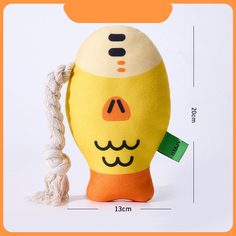 TUGME Plush Chew Toys For Inside Dog Plush Squeaky Toys Puffhead Fish Chew Toys Sound Interactive Teeth Toy Wear-Resistant Dog Toys