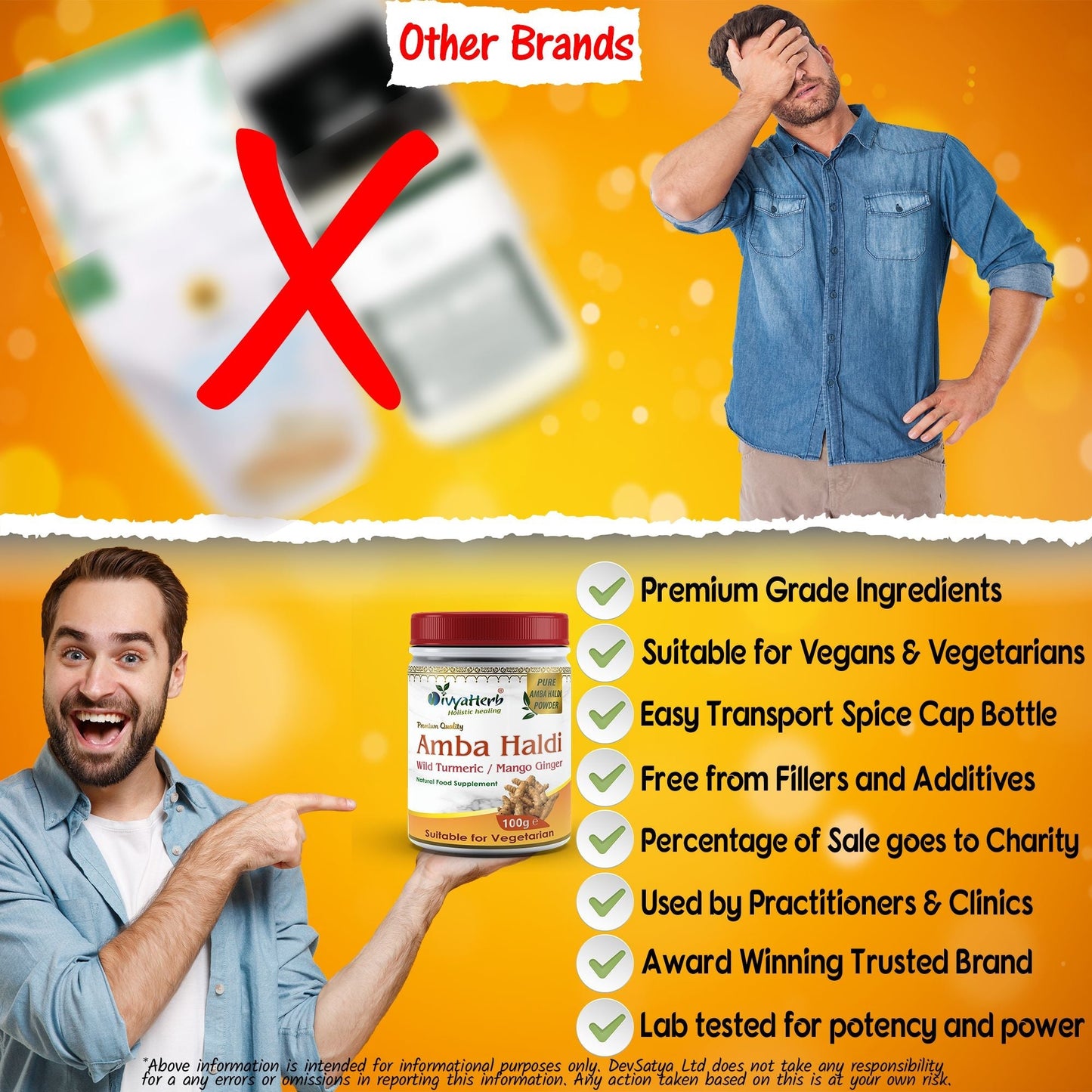 DivyaHerb Amba Haldi Powder 100 gram - Daily Wellness Support