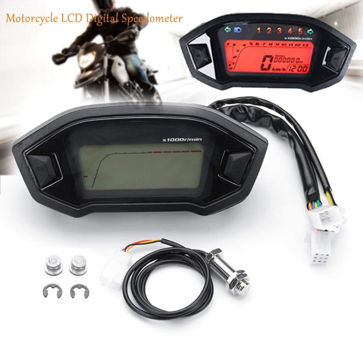 B2912 Motorcycle Modified Instrument Panel 12V LCD Display Odometer Mileage 2-4 Cylinder Speedometer, B2912