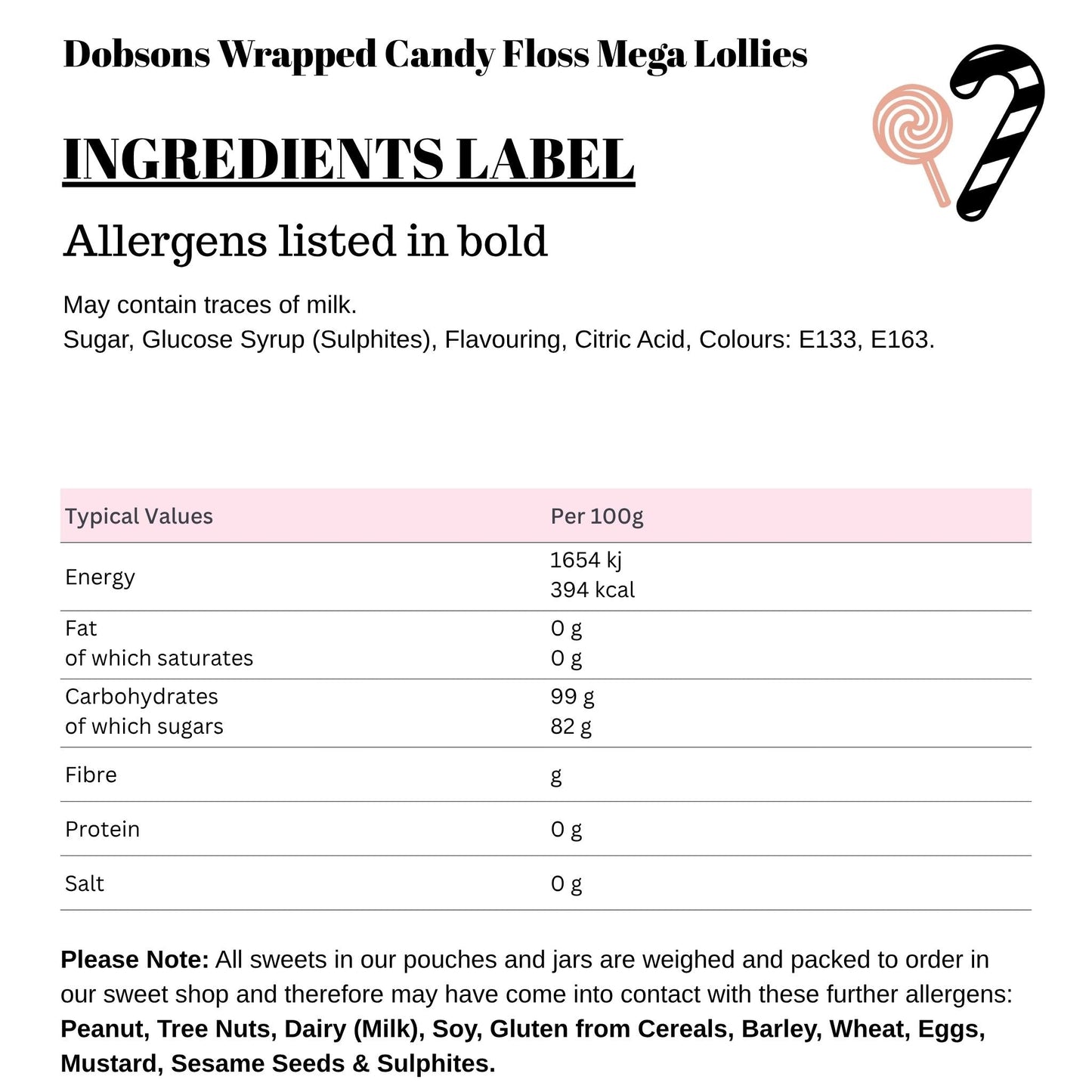 Dobsons Wrapped Candy Floss Mega Lollies