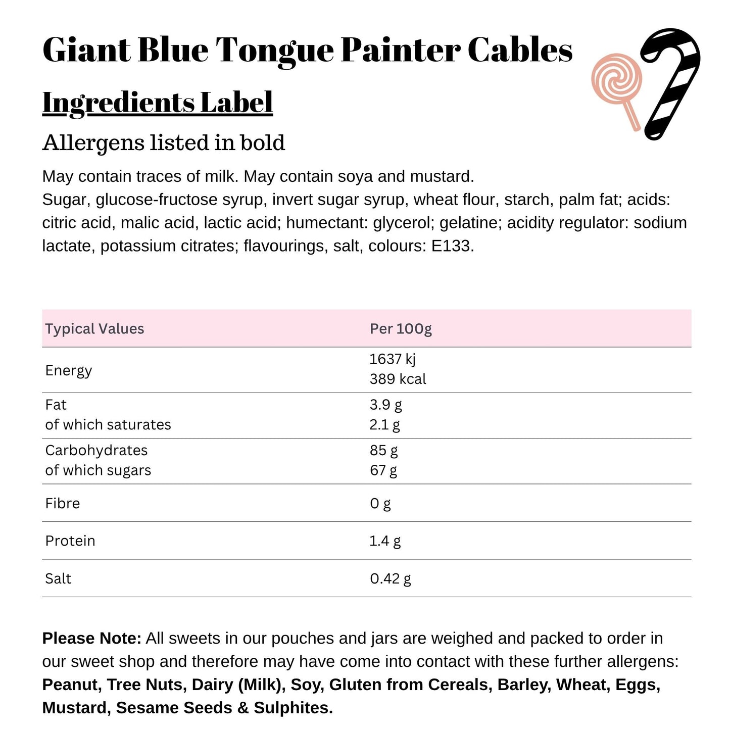 Giant Blue Tongue Painter Cables