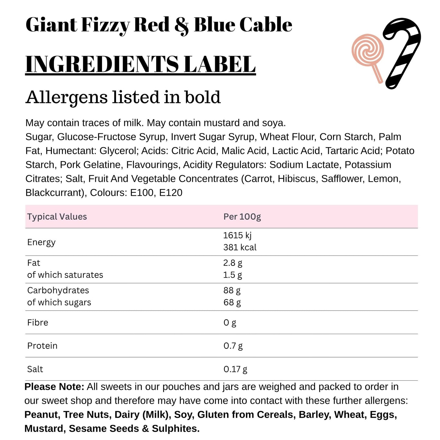 Giant Fizzy Red & Blue Cable