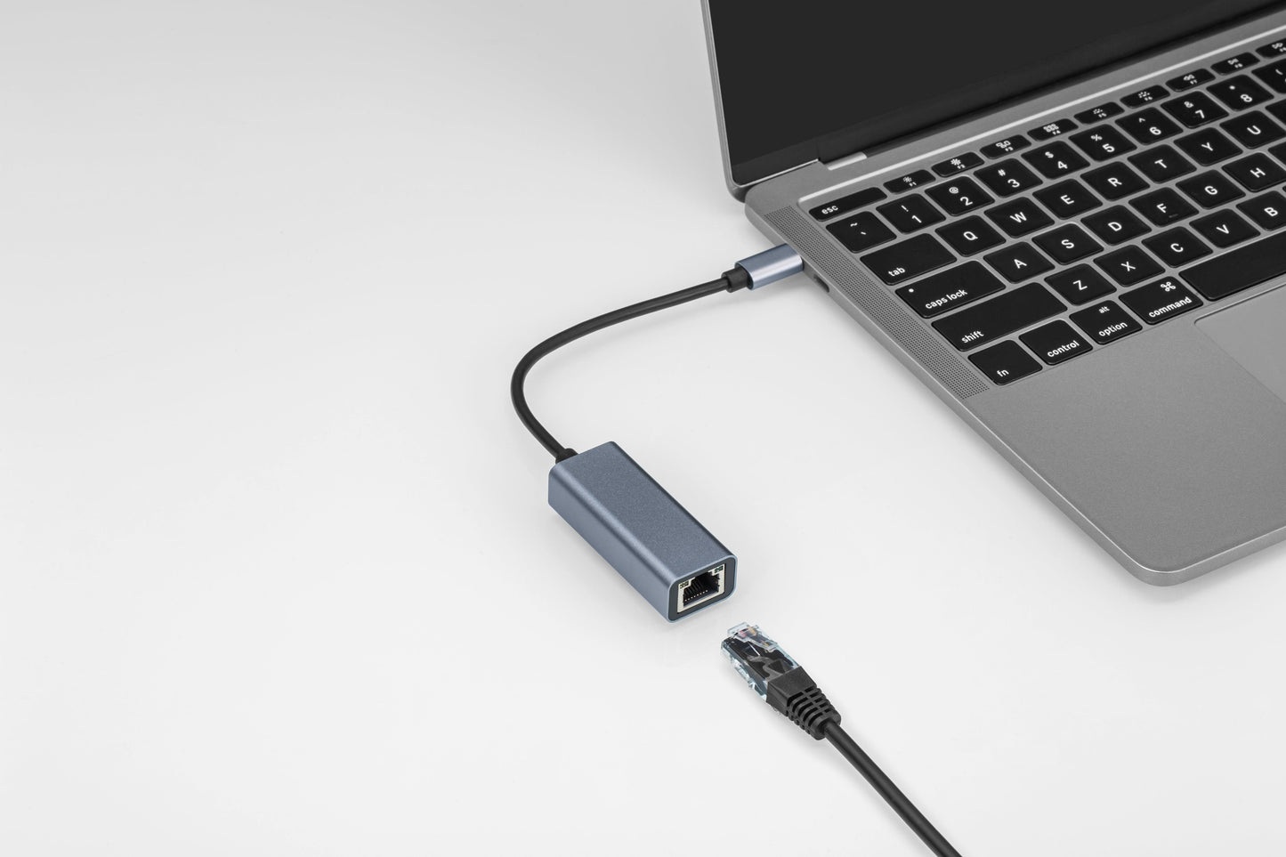Maplin USB-C to Gigabit RJ45 Ethernet Network LAN Adapter - Black, 0.25m