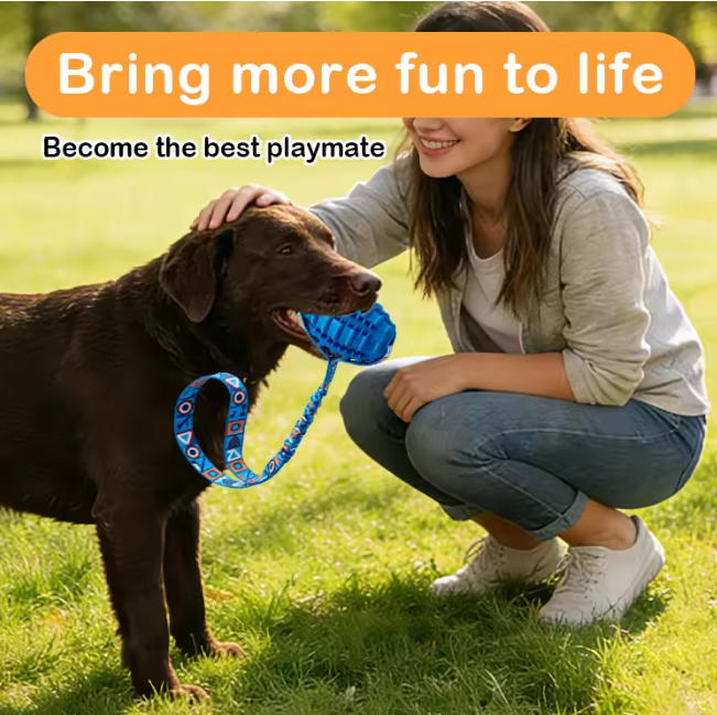 Interactive Dog Tug Toy Textured Natural Rubber Ring Wear Resistant Bite Resistant Teeth Cleaning for Medium Large Breeds