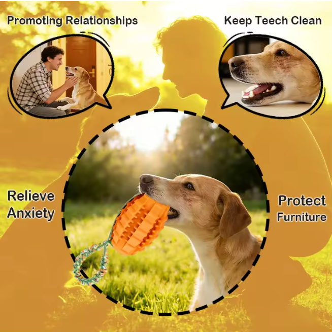 Interactive Dog Tug Toy Elastic Bungee Natural Rubber Slow Feeder Chew Dispenser Teeth Cleaning for All Breed