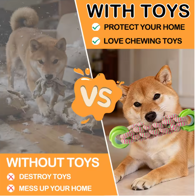 Interactive Durable Chewing Distractor Pet Chew Toy TPR Rubber for Dental Cleaning and Separation Anxiety