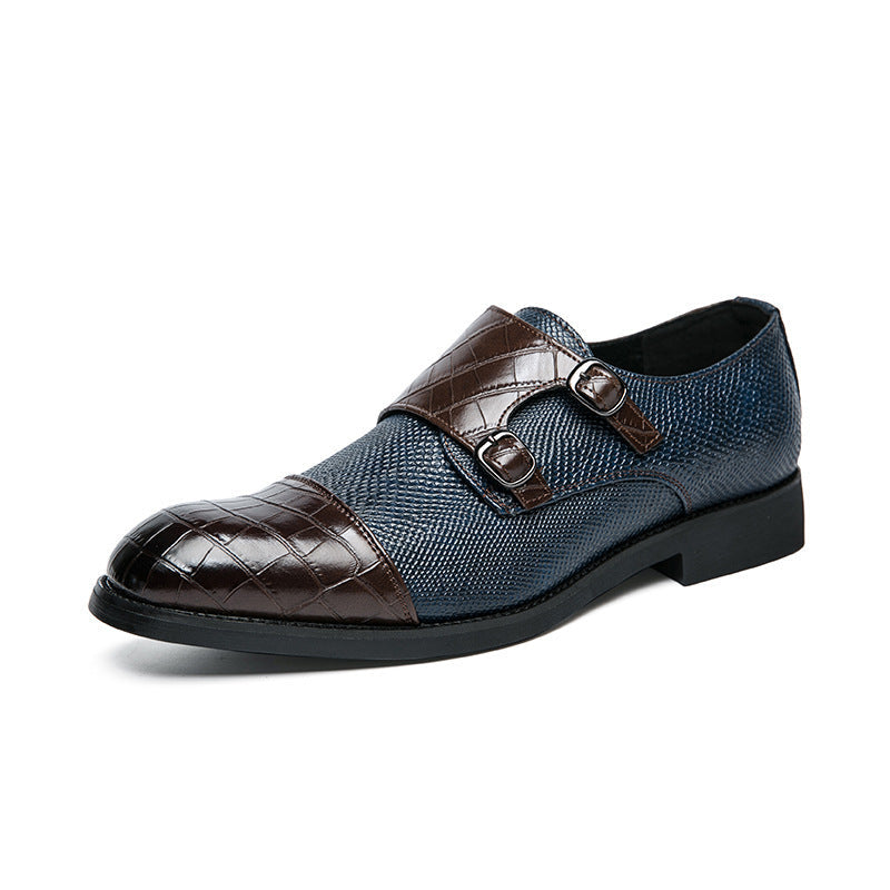 Men's Double Buckle Plus Size Leather Shoes