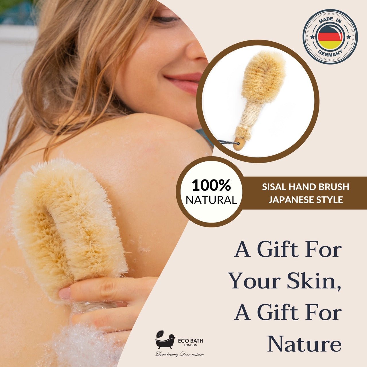 Eco Bath Natural Sisal Round Brush Japanese Style