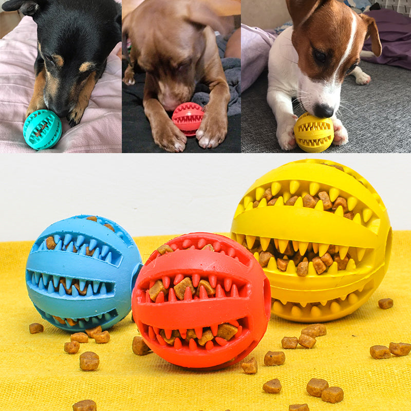 TUGME Pet Slow Feeder Dog Toy Cute Funny Rubber Dog Ball Toy