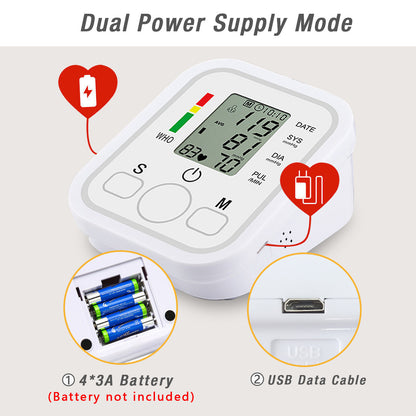 Automatic Upper Arm Blood Pressure Monitor Pulse Meter BP Machine Voice Talking
