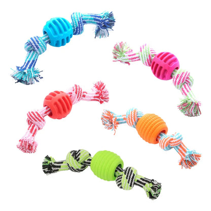 TUGME Pet Dog Toy Cotton Rope Double Knot Ball Bite Resistant Tooth Cleaning Toy Ball Pet Supplies