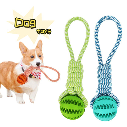 TUGME Dog Toys Balls Interactive Treat Rope Rubber Leaking Balls For Small Medium Dogs Chewing Bite Resistant Pet Tooth Cleaning