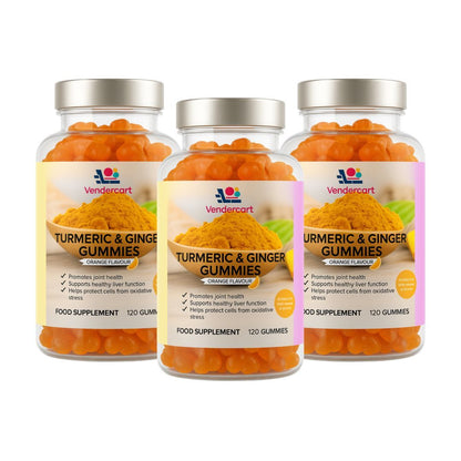 Turmeric & Ginger Gummies 120ct- Joint Support, Immune Boost, Vegan Friendly