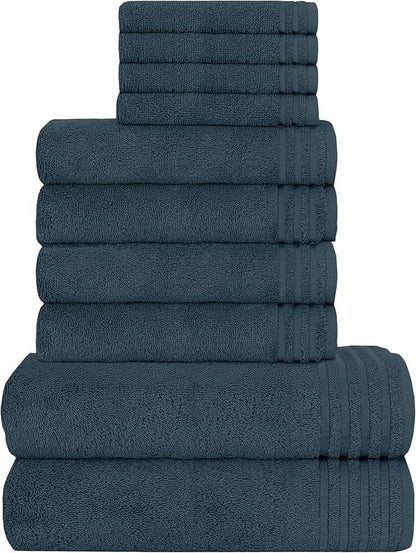 10 Piece Monaco Luxury Egyptian Cotton Towel Set 500 GSM with 4 Face Towels 4 Hand Towels 2 Bath Towels for Bathroom by OLIVIA ROCCO