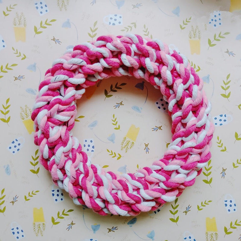 TUGME Pet Cotton Rope Knot Toy Dog Wear-Resistant Toy Dog Interactive Circle