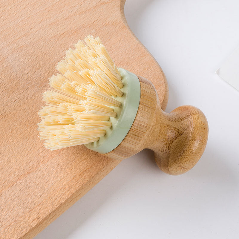 Japanese Style Pure Solid Wood Round Head Pliable Cooktop Dishwashing Brush