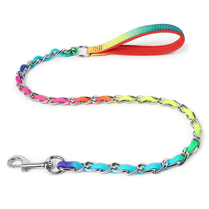 TUGME Ulysses Medium Small Dog Rainbow Dog Chain Teddy Golden Dog Leash Metal Dog Leash