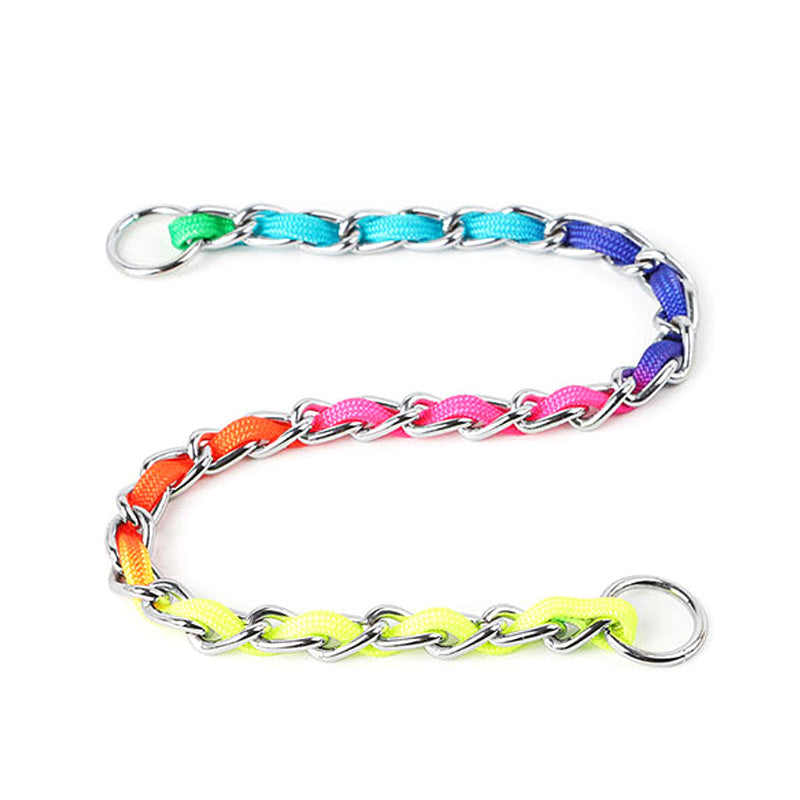 TUGME Ulysses Medium Small Dog Rainbow Dog Chain Teddy Golden Dog Leash Metal Dog Leash
