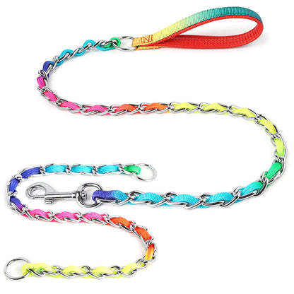 TUGME Ulysses Medium Small Dog Rainbow Dog Chain Teddy Golden Dog Leash Metal Dog Leash