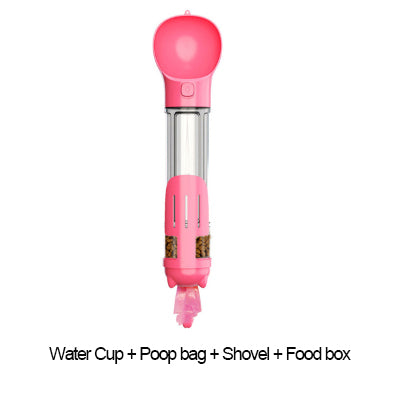 300-500ml Portable Multifunction Dog Water Bottle Food Feeder For Big Dogs 3 In 1 Poop Dispenser Puppy Pet Travel Drinking Bowls