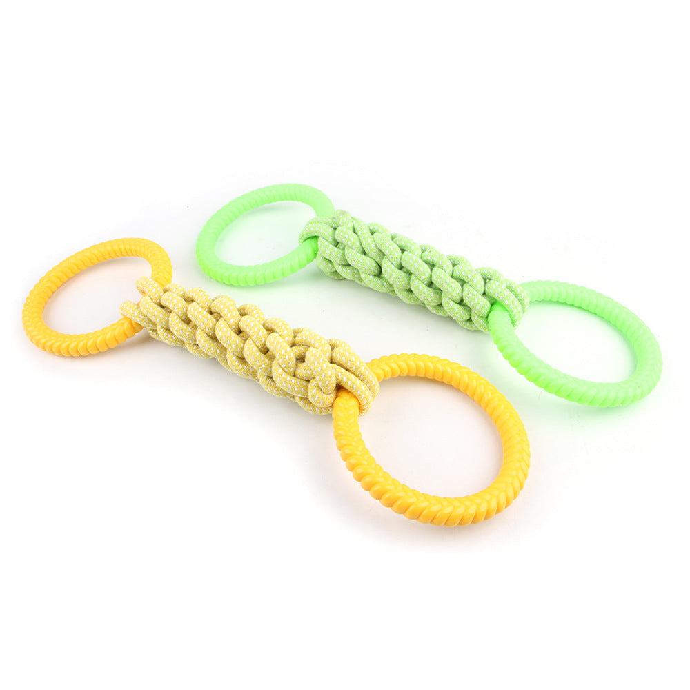 TUGME Natural Cotton Rope Dog Toys Tough And Interactive Dog Tug Toy With 2 Handle Dog Pull Rope Teeth Cleaning Puppy Chew Toy Supply
