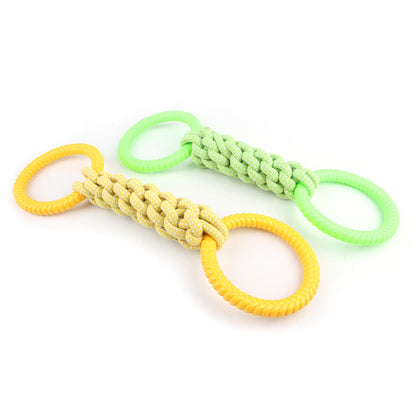 TUGME Natural Cotton Rope Dog Toys Tough And Interactive Dog Tug Toy With 2 Handle Dog Pull Rope Teeth Cleaning Puppy Chew Toy Supply