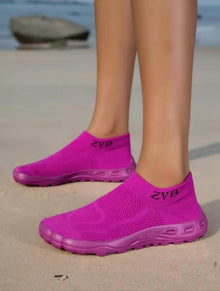 Women's Solid Color Contrast Mesh Water Shoes, Lightweight Breathable Barefoot Shoes for Beach Swimming Pool, Outdoor Sports Shoes for Women & Girls, Watershoes, Water Footwear, Wading Shoes Heather violet & other colors