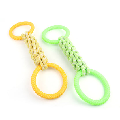 TUGME Natural Cotton Rope Dog Toys Tough And Interactive Dog Tug Toy With 2 Handle Dog Pull Rope Teeth Cleaning Puppy Chew Toy Supply