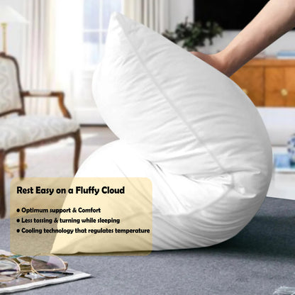 2 Pack Luxury Egyptian Cotton Blend Pillows Hotel Quality Soft Medium Support for Restful Sleep by OLIVIA ROCCO