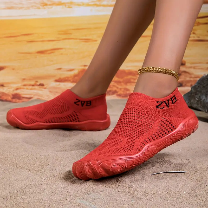 ZVB Women's Water Shoes - Breathable Yoga & Swim Shoes with Elastic Fabric Upper, Non-Slip Rubber Sole for Indoor/Outdoor Activities, Lightweight All-Season Design, Versatile Activewear | Wide Toe Design | Flexible Footwear Cyan & other colors