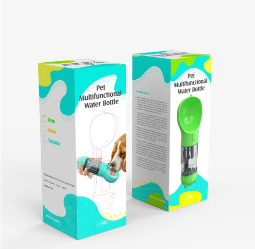 4 in 1 Pet Multi-functional Water Bottle Capacity: 300ml - 500ml