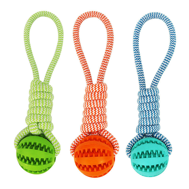TUGME Dog Toys Balls Interactive Treat Rope Rubber Leaking Balls For Small Medium Dogs Chewing Bite Resistant Pet Tooth Cleaning