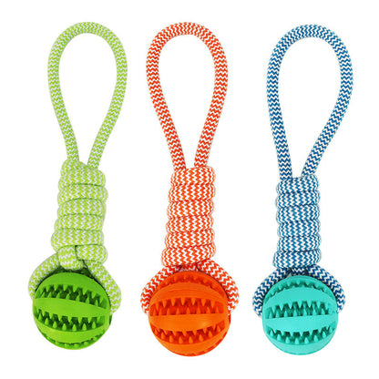 TUGME Dog Toys Balls Interactive Treat Rope Rubber Leaking Balls For Small Medium Dogs Chewing Bite Resistant Pet Tooth Cleaning