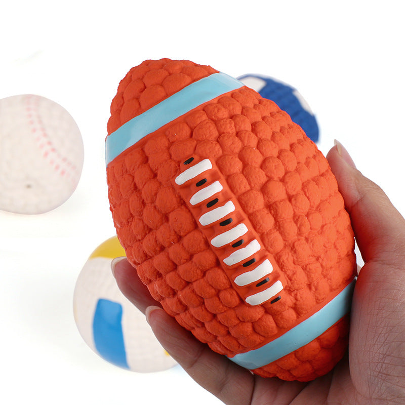 TUGME Dog toy bite-proof teeth molar latex toy ball pet interactive sound training ball pet supplies