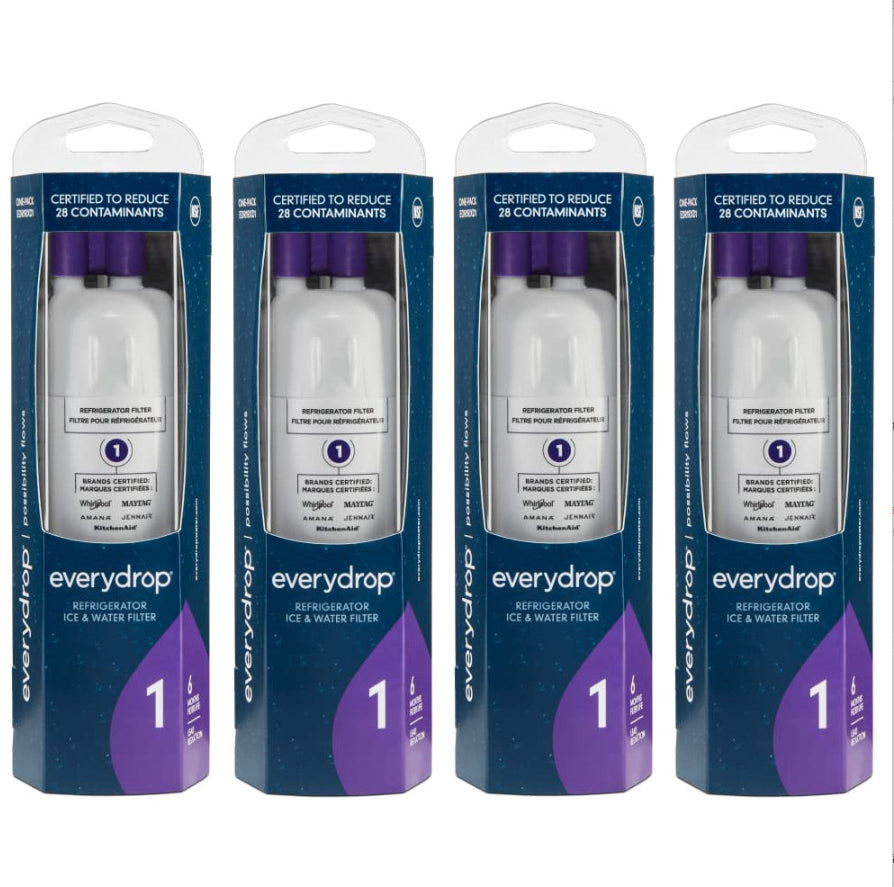 Genuine EveryDrop EDR1RXD1 Refrigerator water filter 1, Replacement for whirlpool Maytag Amana – 1 to 4 Pack