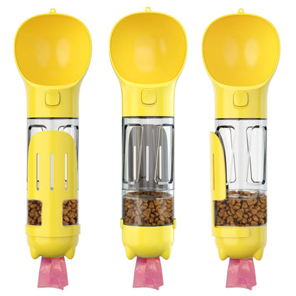 300-500ml Portable Multifunction Dog Water Bottle Food Feeder For Big Dogs 3 In 1 Poop Dispenser Puppy Pet Travel Drinking Bowls