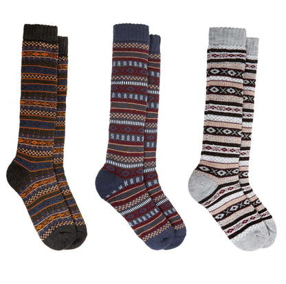 3 Pairs Thermal Women's Wellington Socks for Hiking and Skiing with Reinforced Heel and Toe Cushioning UK 4-7 Assorted Colours Daisy Dreamer